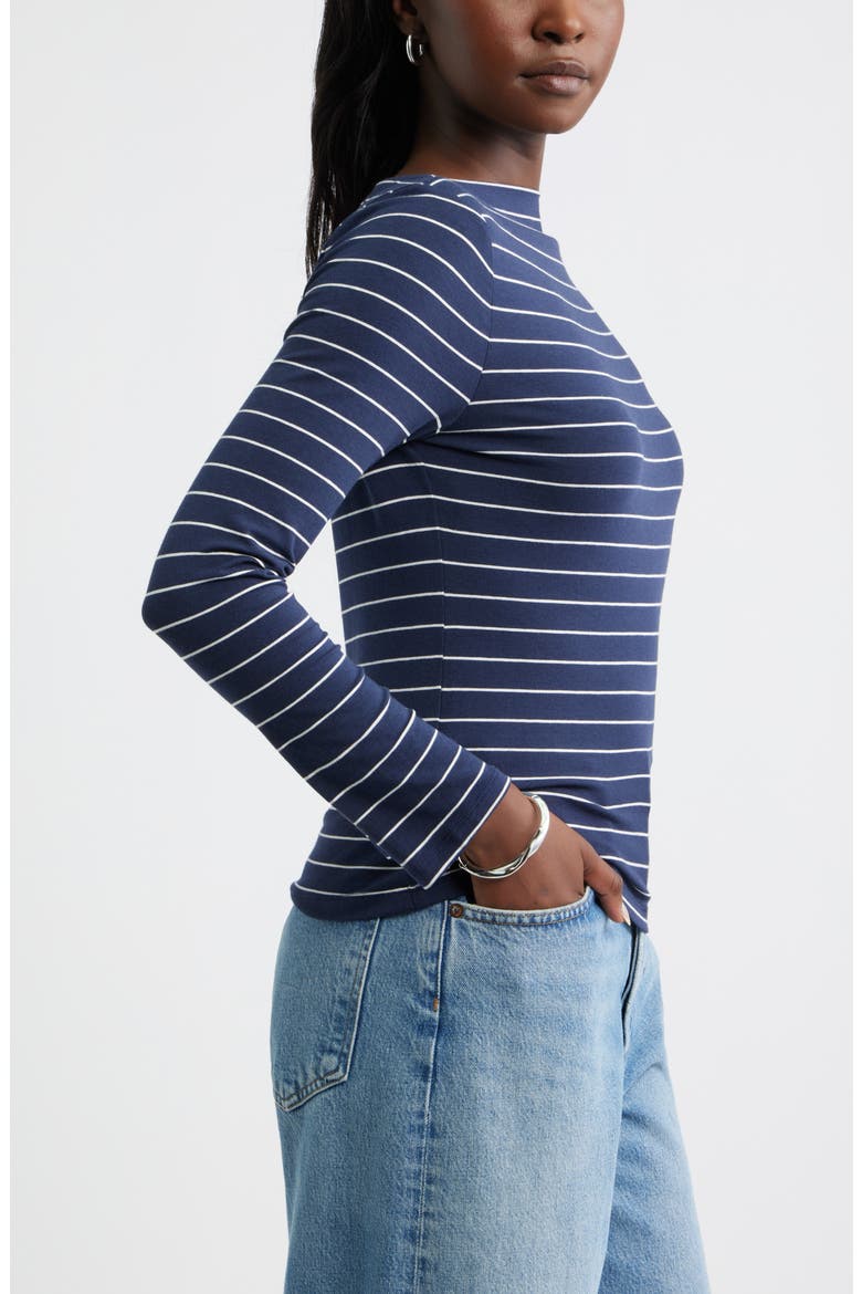 Long Sleeve Boat Neck T-Shirt, Alternate, color, NAVY- IVORY MORGAN STRIPE
