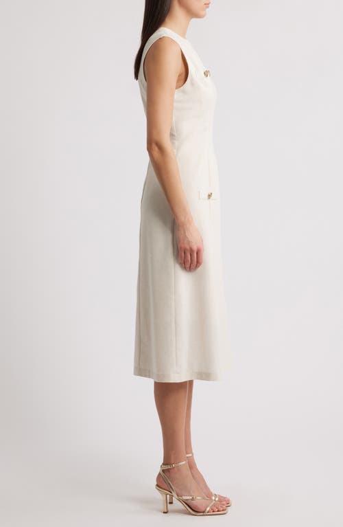 Zoe And Claire Button Cotton & Linen Blend Dress