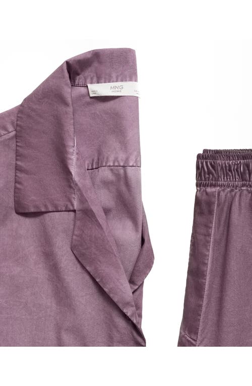 Mango Garment-dyed Cotton Pajama Pants In Purple