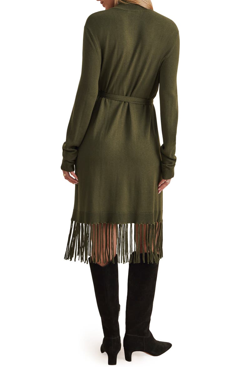 Sadie Long Sleeve Fringe Sweater Dress, Alternate, color, PINE GREEN