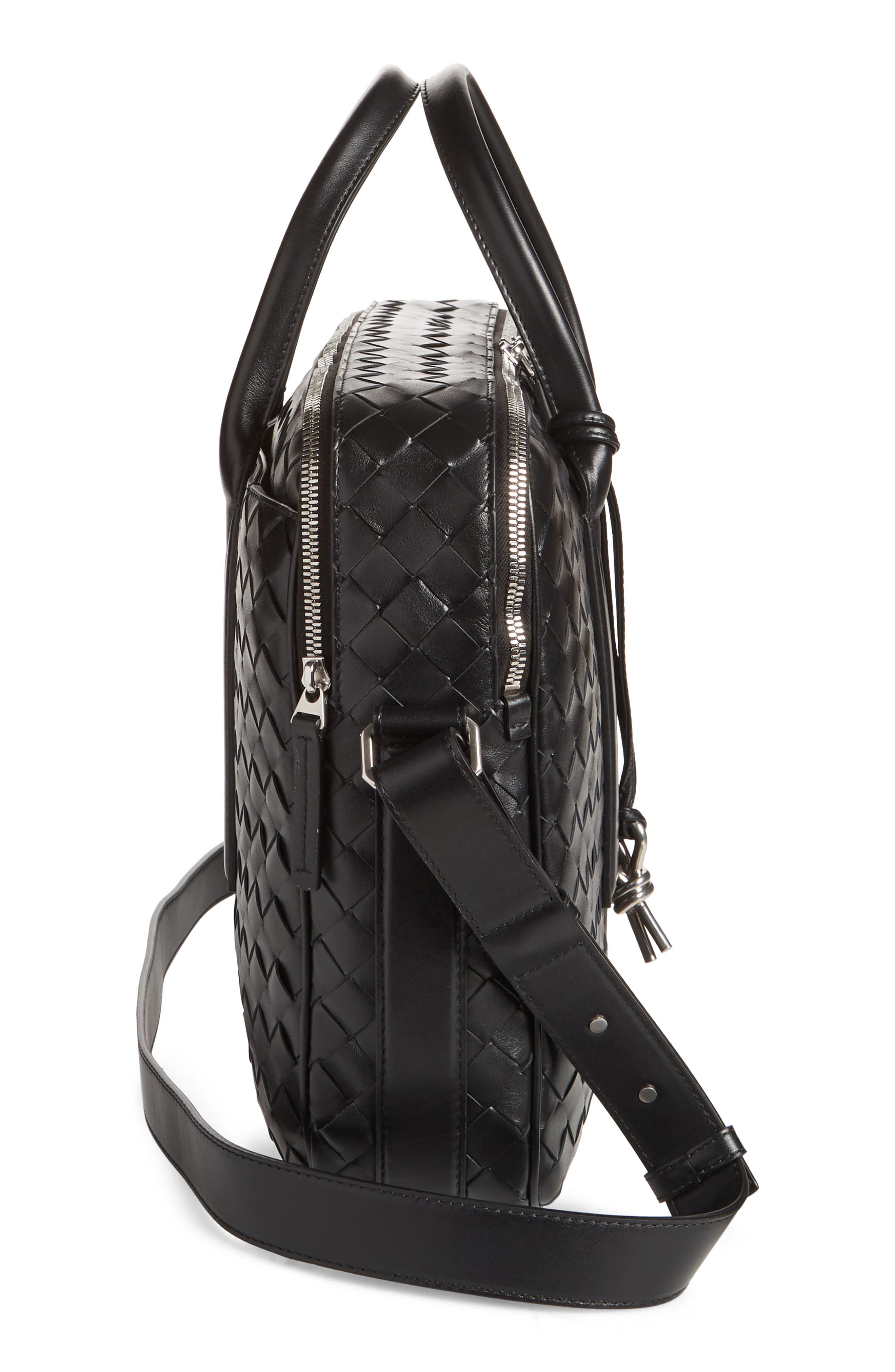 Bottega Veneta Large Getaway Intrecciato Leather Briefcase, Alternate, color, 8803 Black/ Silver