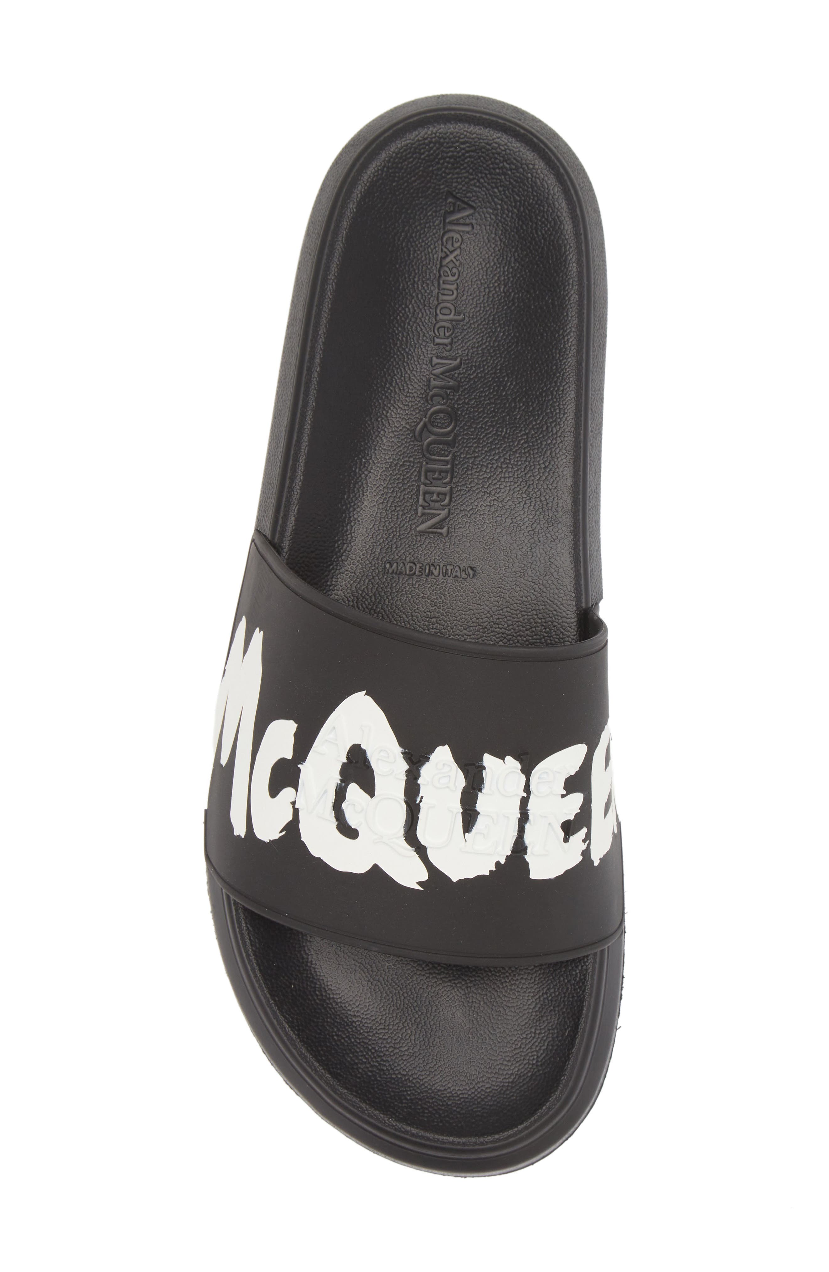 McQueen Alexander McQueen Graffiti Logo Slide Sandal, Alternate, color, 