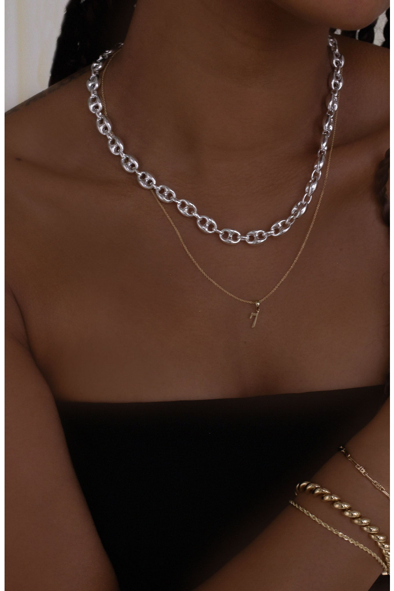 Puffed Mariner Chain Necklace, Alternate, color, Silver