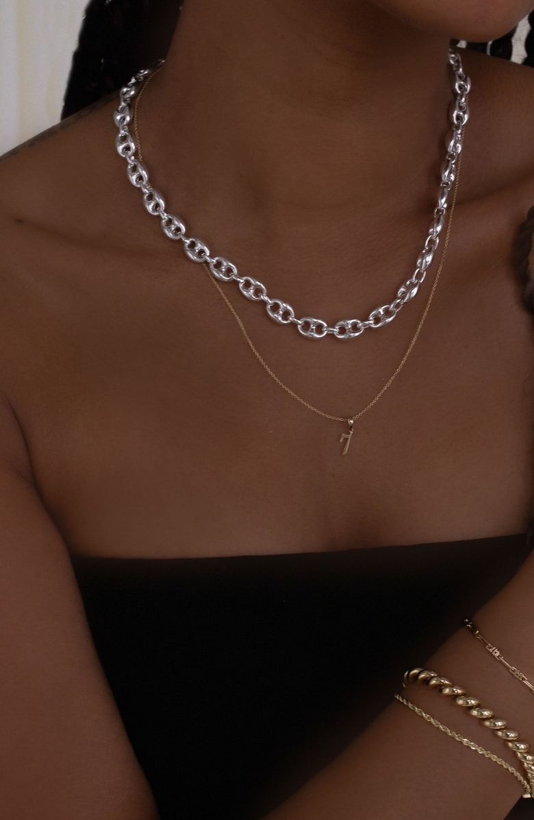 Kinn Puffed Mariner Chain Necklace, Alternate, color, Silver