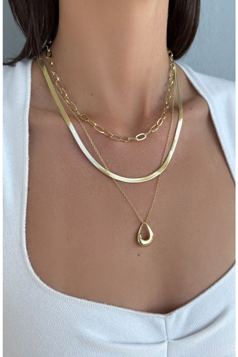 Set of 3 18K Gold Plated Necklaces, Alternate, color, GOLD