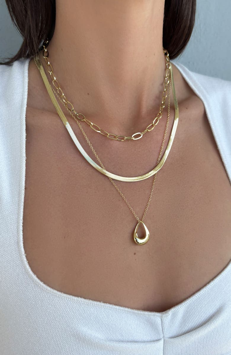 Adornia Set of 3 18K Gold Plated Necklaces, Alternate, color, Gold