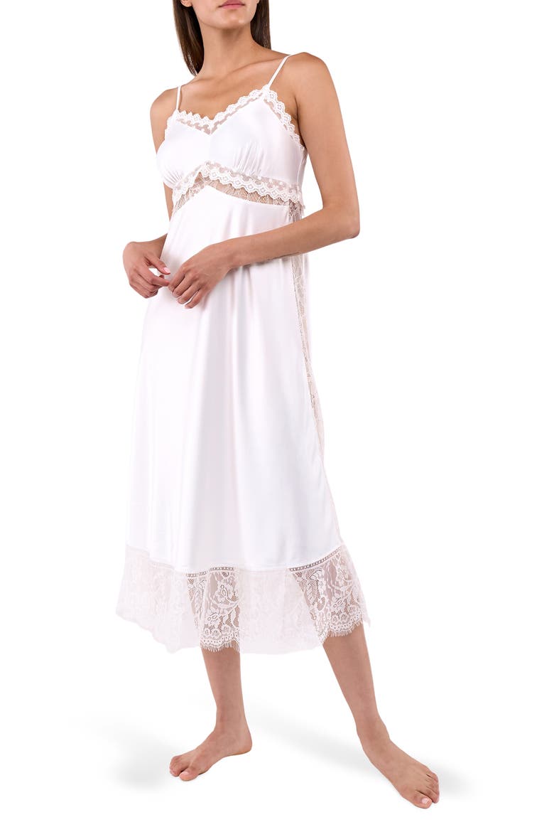 Skyler Stretch Satin Nightgown, Alternate, color, IVORY