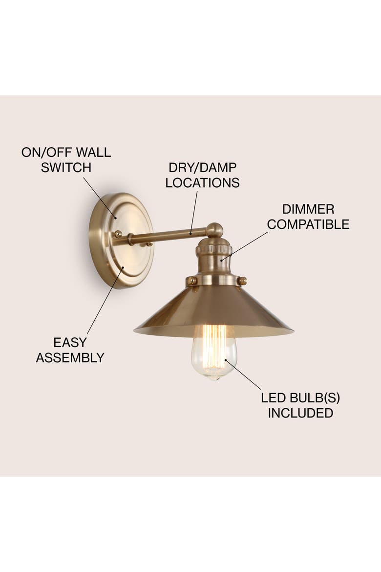 July Metal Shade Sconce, Alternate, color, Brass Gold