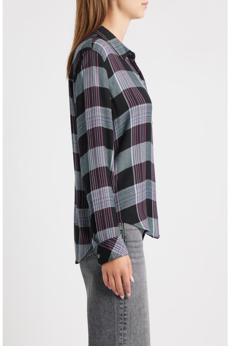 Hunter Plaid Button-Up Shirt, Alternate, color, CINDER AQUA MULBERRY