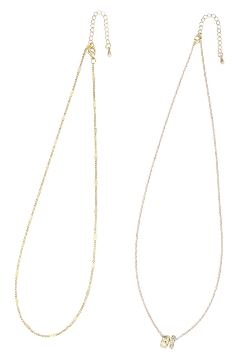 Set of 2 14k Gold Plated Necklaces, Alternate, color, GOLD