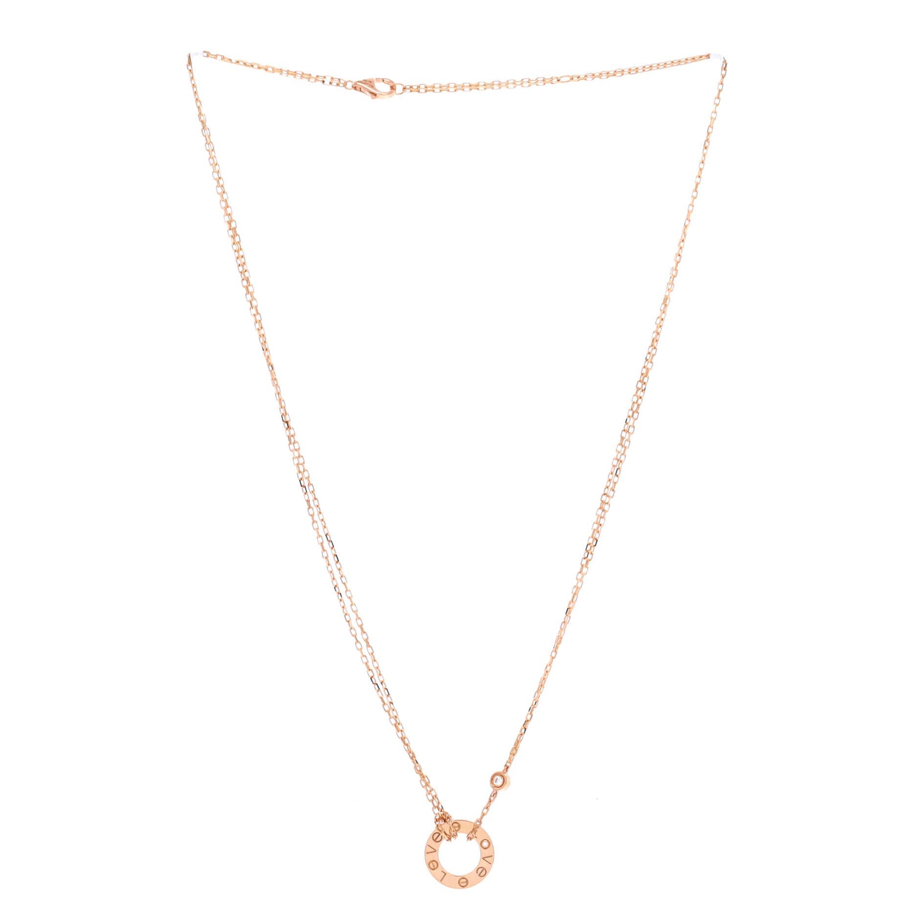 2 Diamonds Love Pendant Necklace 18K Rose Gold and Diamonds, Alternate, color, Metallic Gold