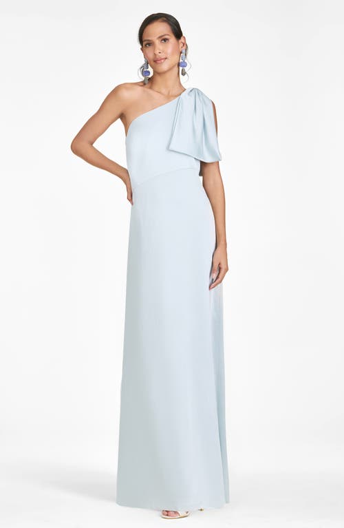 Sachin & Babi One Shoulder Bow Chelsea Gown In Ice Blue In Blue
