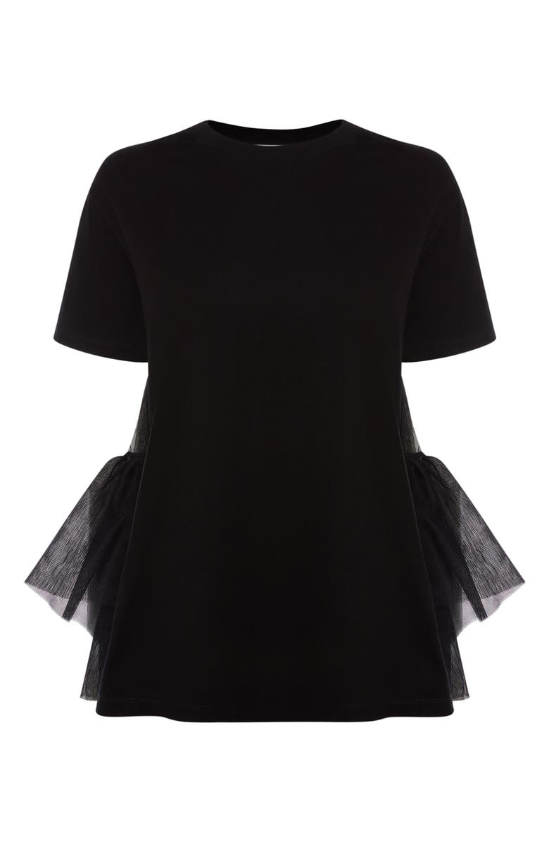 McQueen Alexander McQueen Tulle Back Cotton Jersey T-Shirt, Alternate, color, 