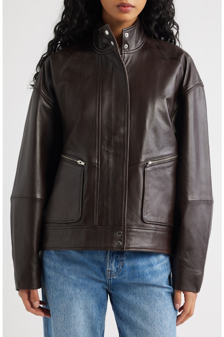 Veda Harrison Leather Jacket, Alternate, color, COCOA