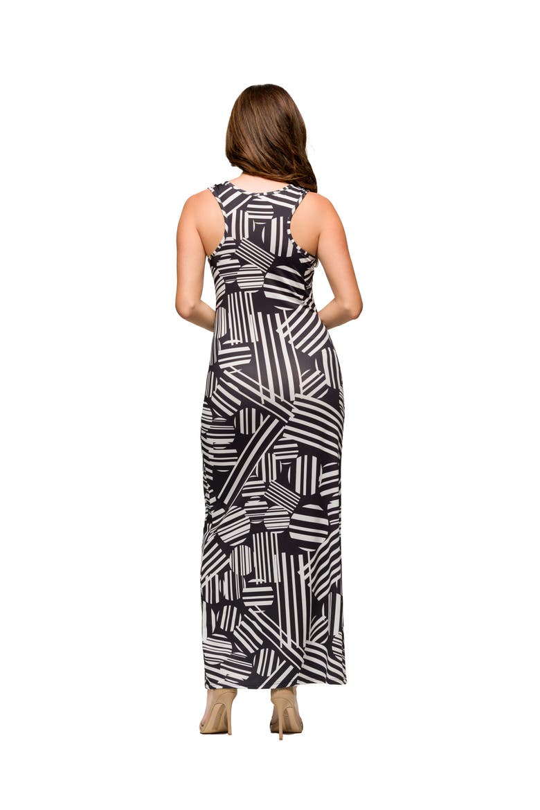 Maternity Black and White Razorback Tank Casual Maxi Dress, Alternate, color, Black Multi