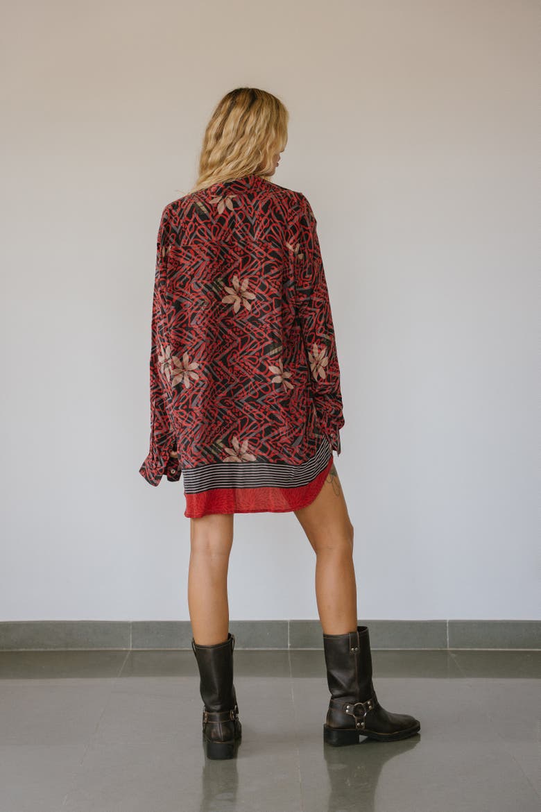 Boyfriend Shirt Ritz, Alternate, color, Red, Black & Grey