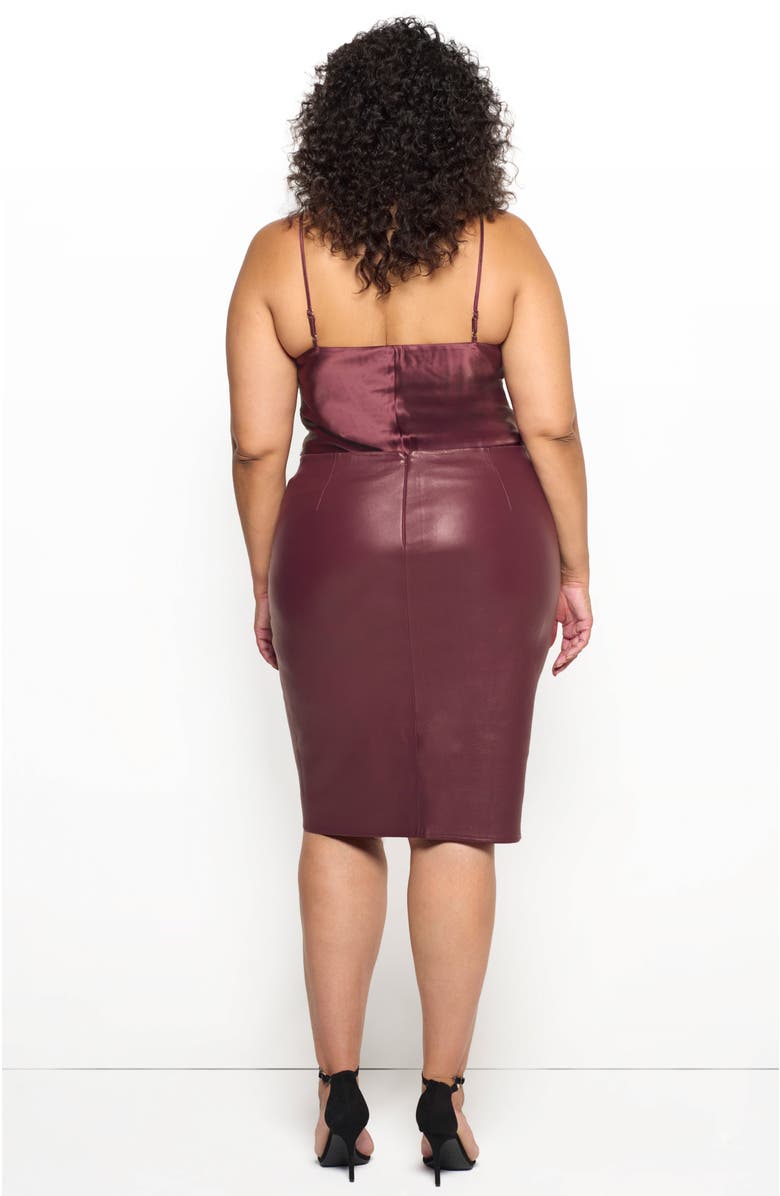 AS by DF Claude Stretch Leather Skirt, Alternate, color, Decadent Wine