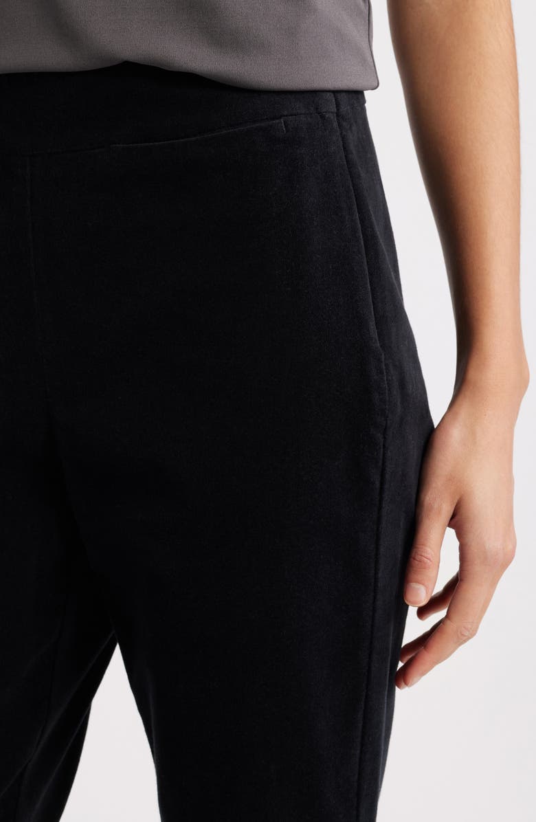 Eileen Fisher Zip Hem Slim Fit Stretch Organic Cotton Ankle Pants, Alternate, color, Black