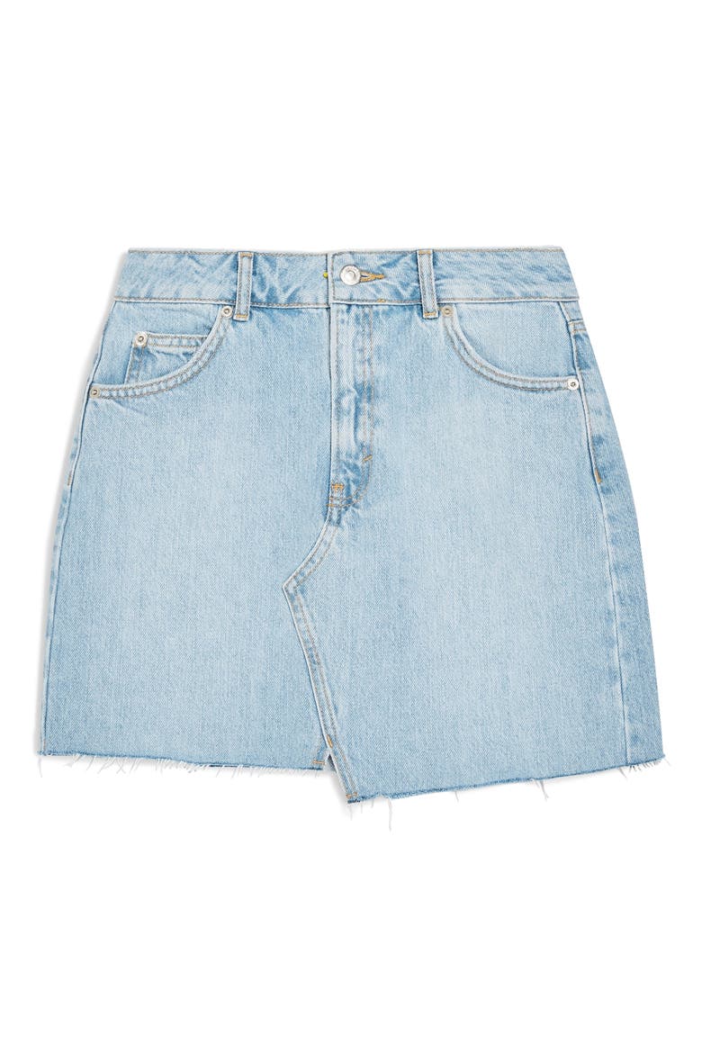 Asymmetrical Denim Miniskirt, Alternate, color, MID DENIM
