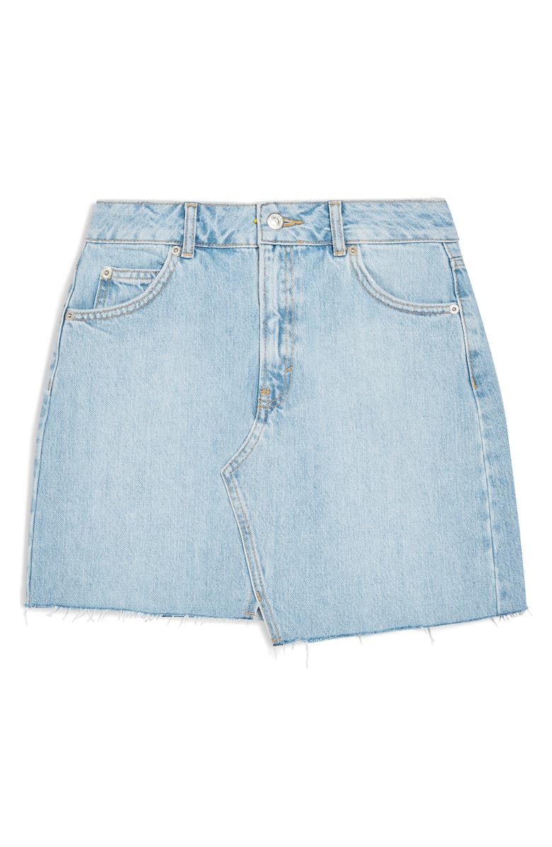 Topshop Asymmetrical Denim Miniskirt, Alternate, color,