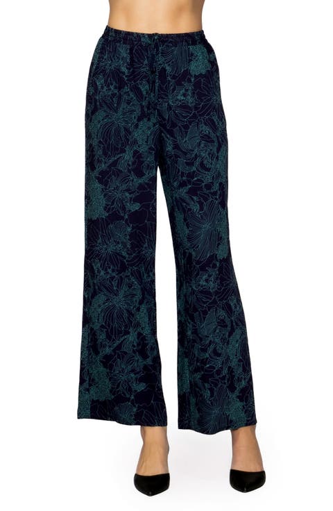 Abstract Print Wide Leg Pants