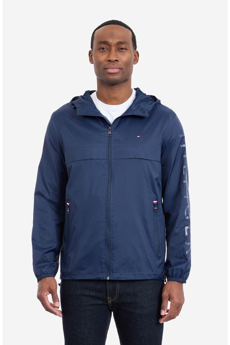 Colorblock Hooded Windbreaker, Alternate, color, NAVY