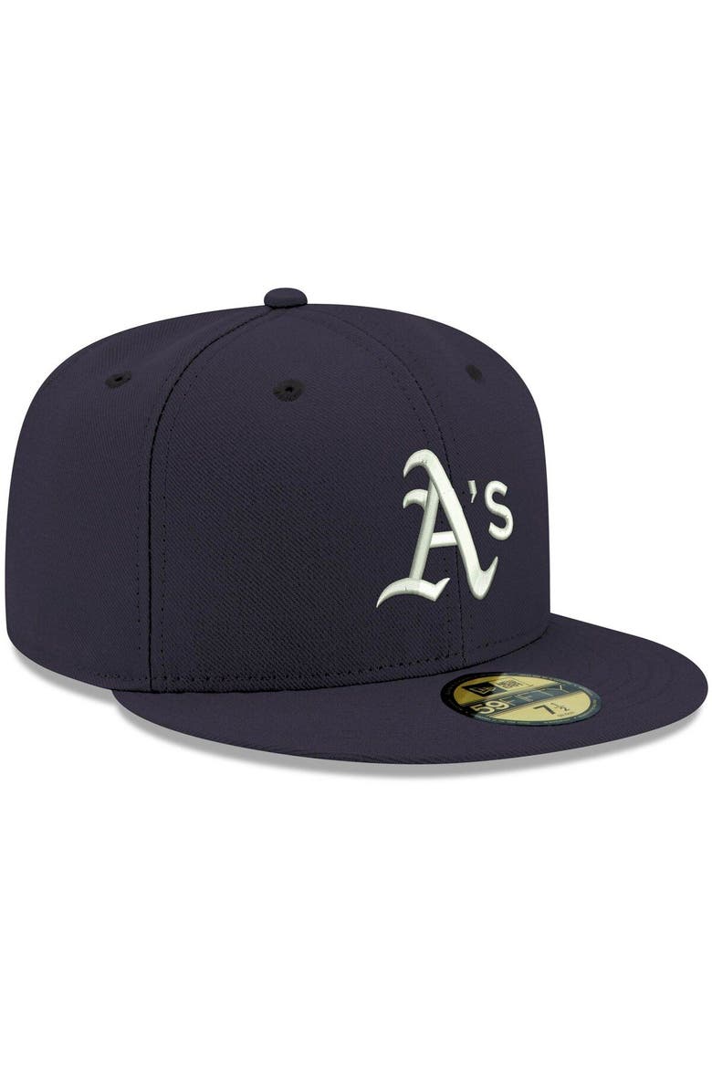Men's New Era Navy Oakland Athletics White Logo 59FIFTY Fitted Hat, Alternate, color, Navy