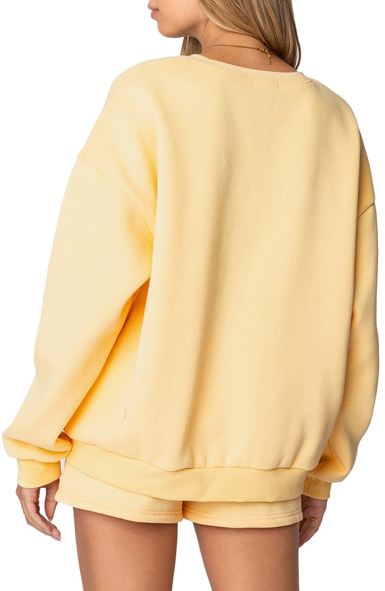 EDIKTED Logo Crewneck Sweatshirt, Alternate, color, Yellow