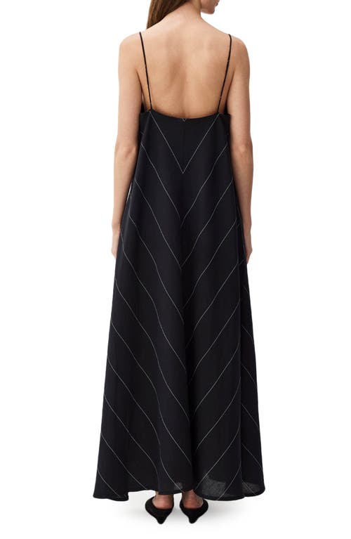 Mavi Jeans Chevron Stripe Cotton & Linen Maxi Dress In Black