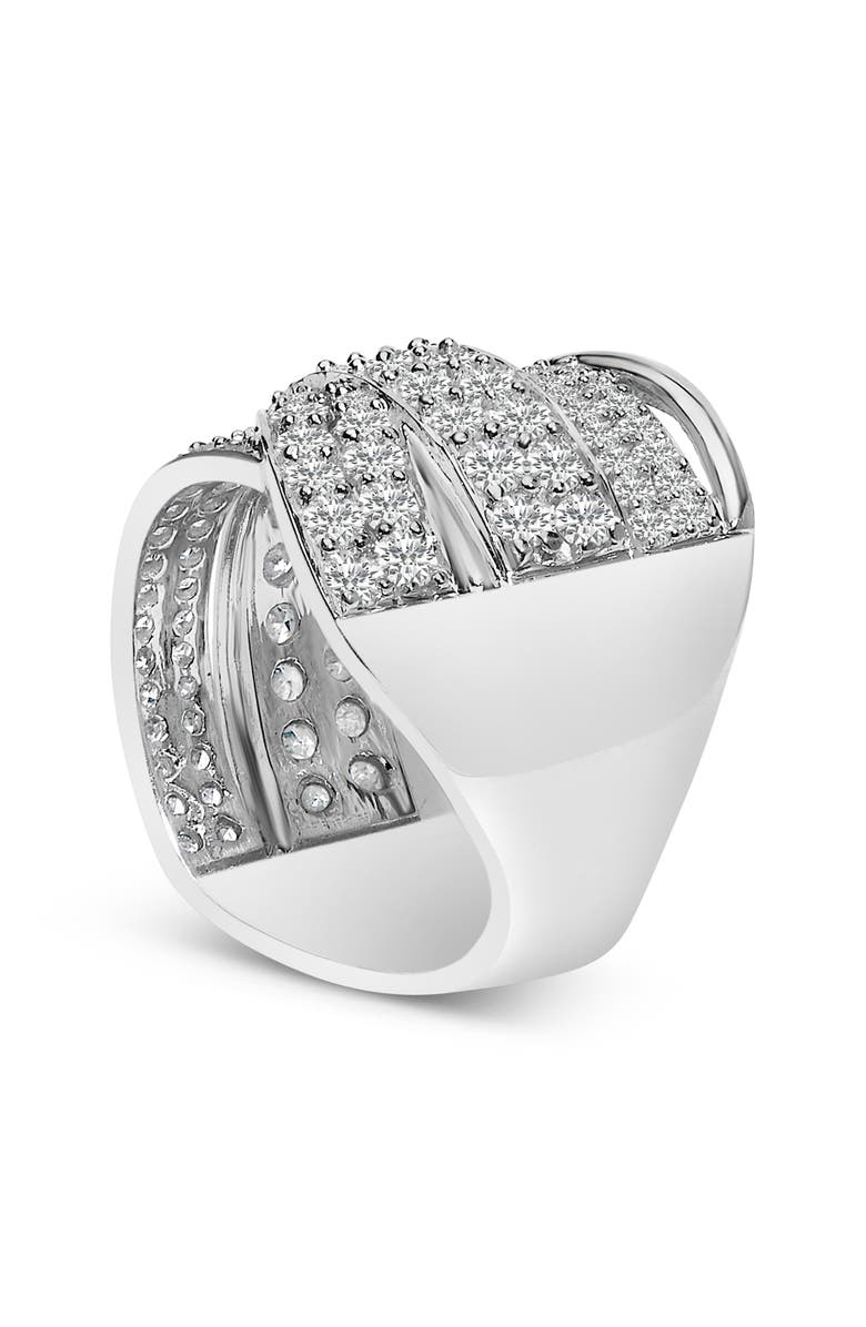 Haus of Brilliance Silver 2.00 Cttw Round-Cut Diamond Overlapping Bypass Band Ring, Alternate, color, Silver