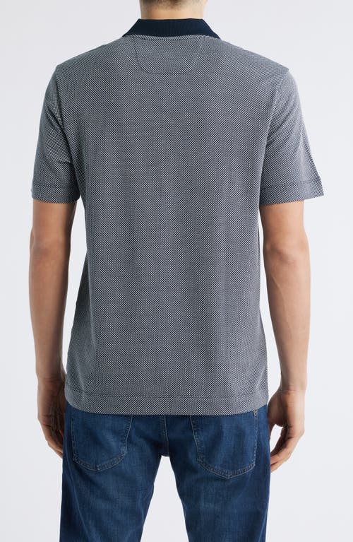 Hugo Boss Dot-pattern Polo Shirt In Cotton And Silk In Dark Blue