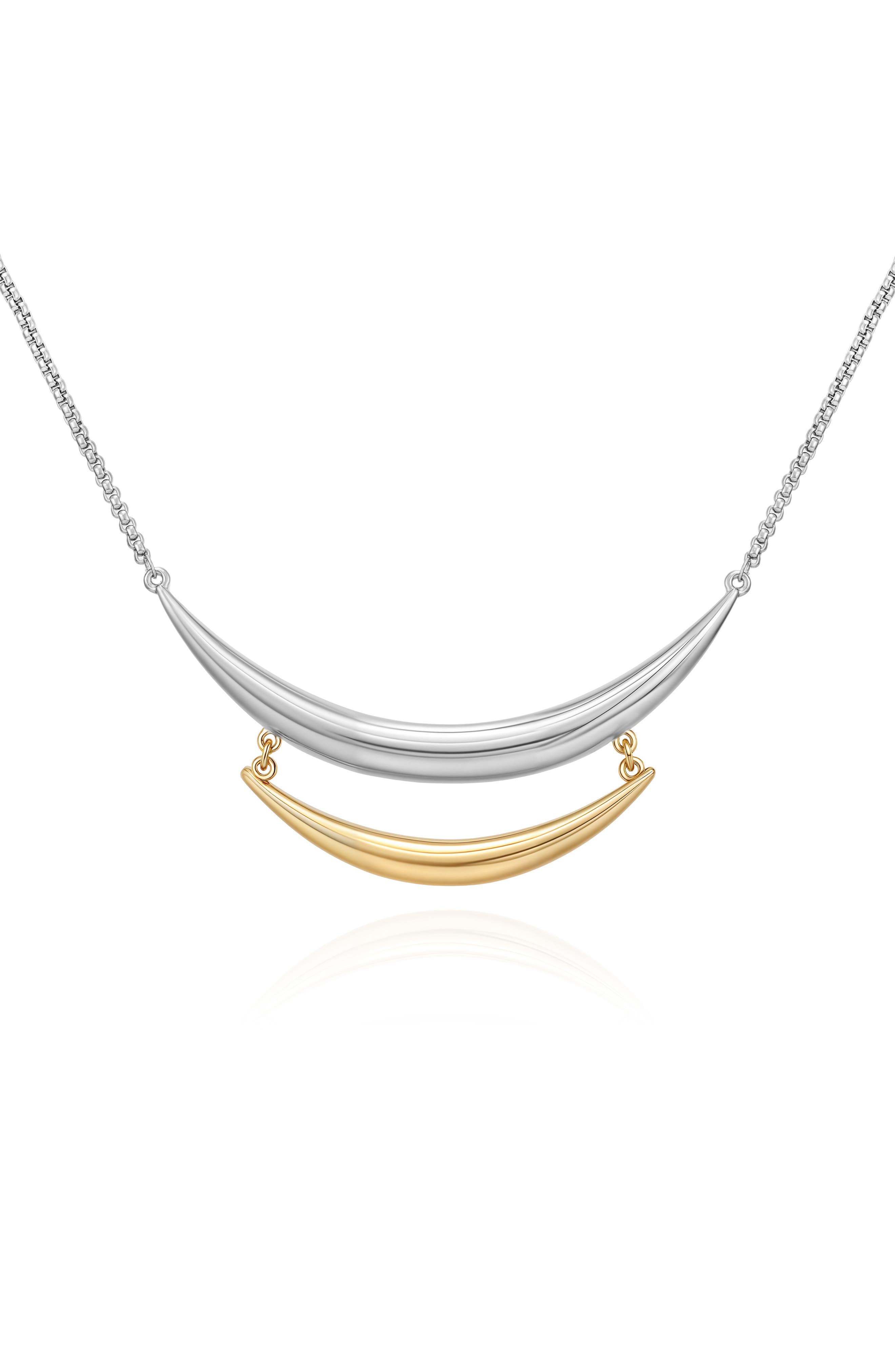 Vince Camuto Two-Tone Crescent Bar Pendant Necklace