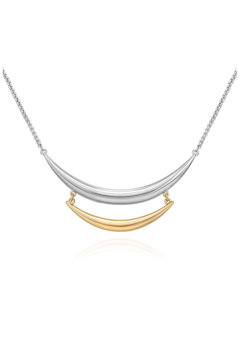 Two-Tone Crescent Bar Pendant Necklace, Main, color, TWO-TONE