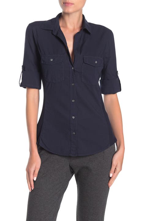 Three-Quarter Sleeve Button-Up Shirt
