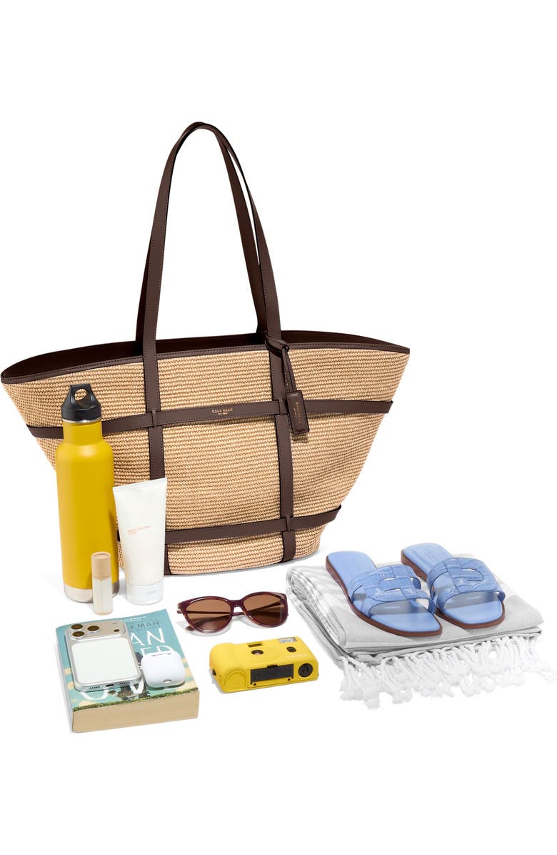 Cole Haan Key West Tote, Alternate, color, Natural Raffia/ Dark Chocolate