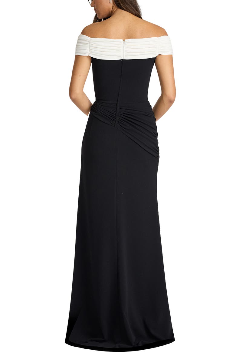 Tadashi Shoji Off the Shoulder Draped Crepe Gown, Alternate, color, 