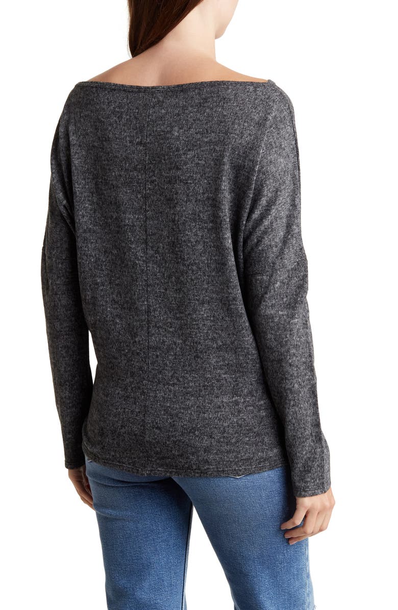 GO COUTURE Dolman Pullover Sweater, Alternate, color, Black Print 1