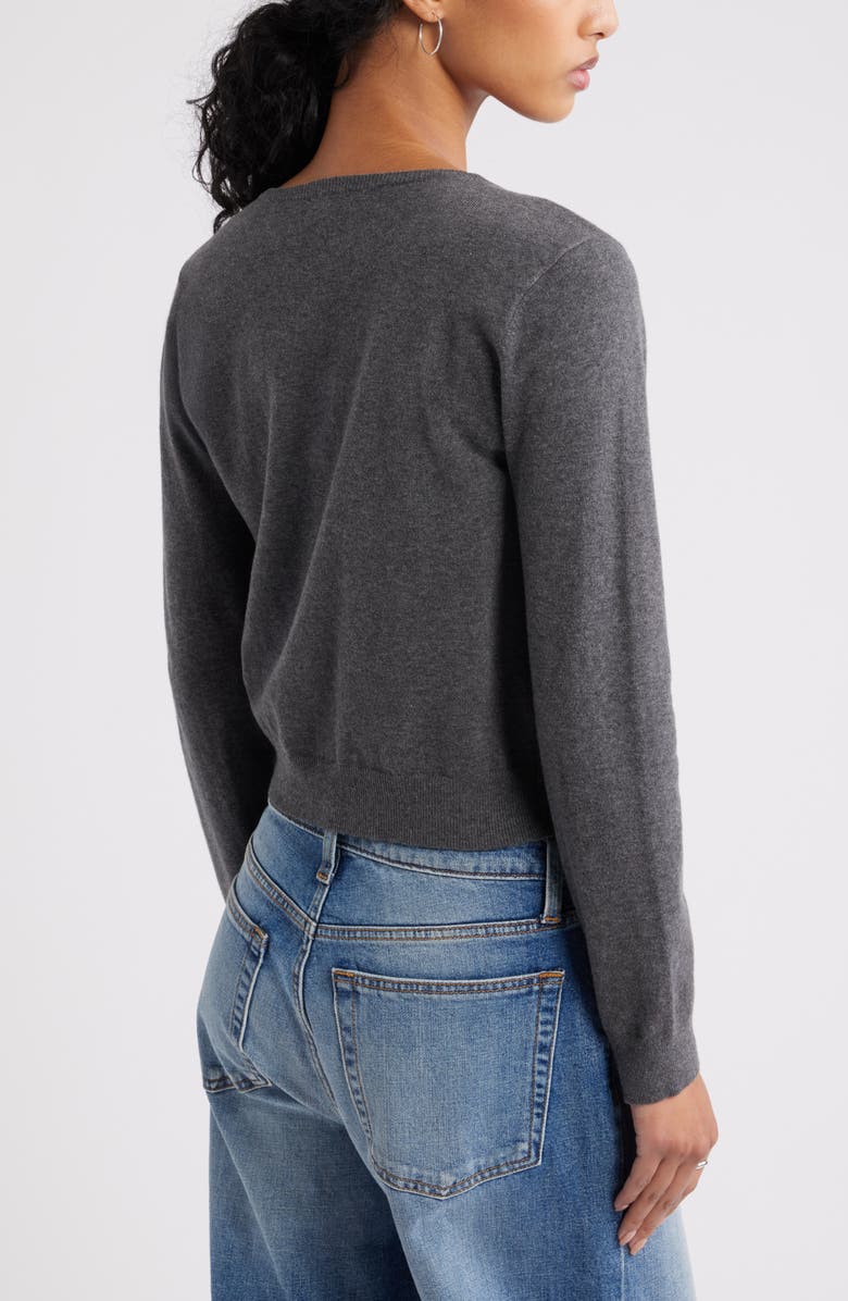 BP. Crewneck Cotton Blend Cardigan, Alternate, color, Grey Med Charcoal Heather