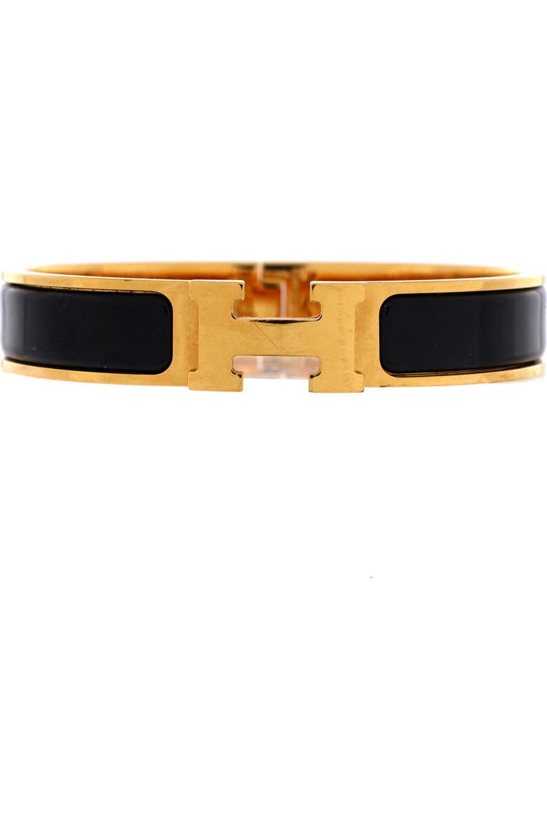 Pre-Owned Hermes Clic H Bracelet Enamel Narrow, Main, color, Black