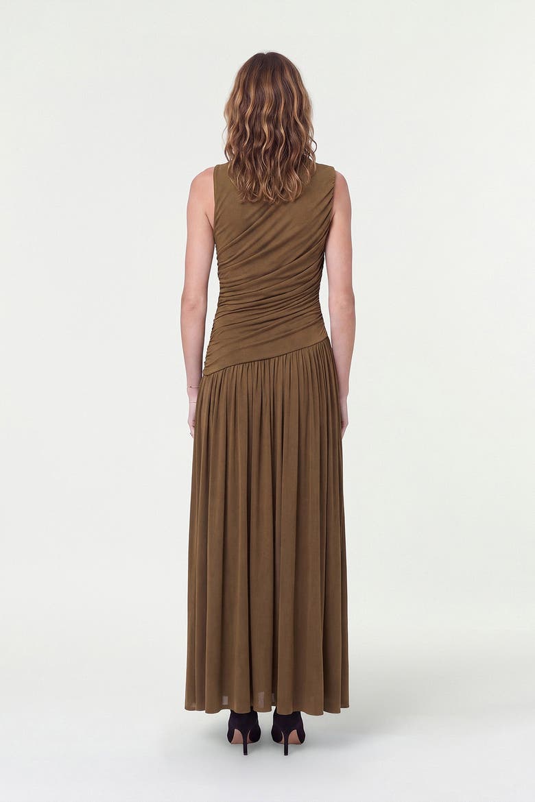Misha Asym Sleeveless Dress, Alternate, color, Olive