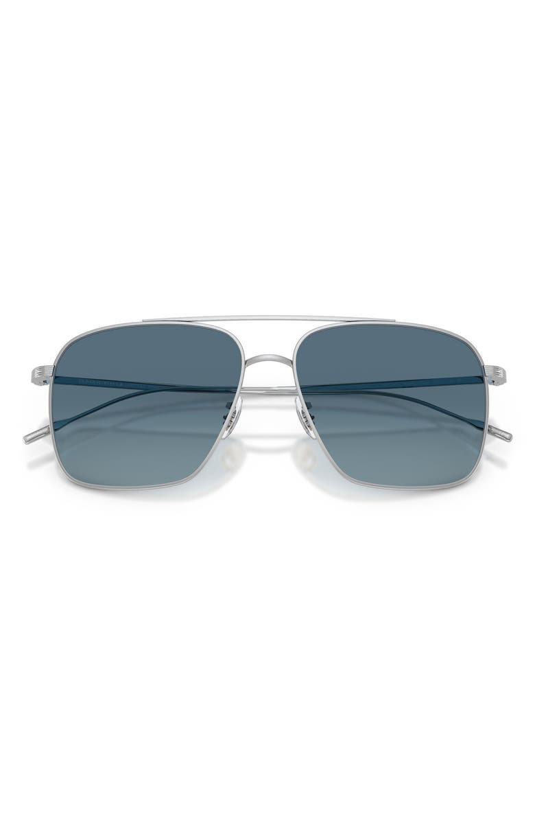 Oliver Peoples Dresner 56mm Mirrored Pilot Sunglasses, Alternate, color, Silver / Marine Gradient