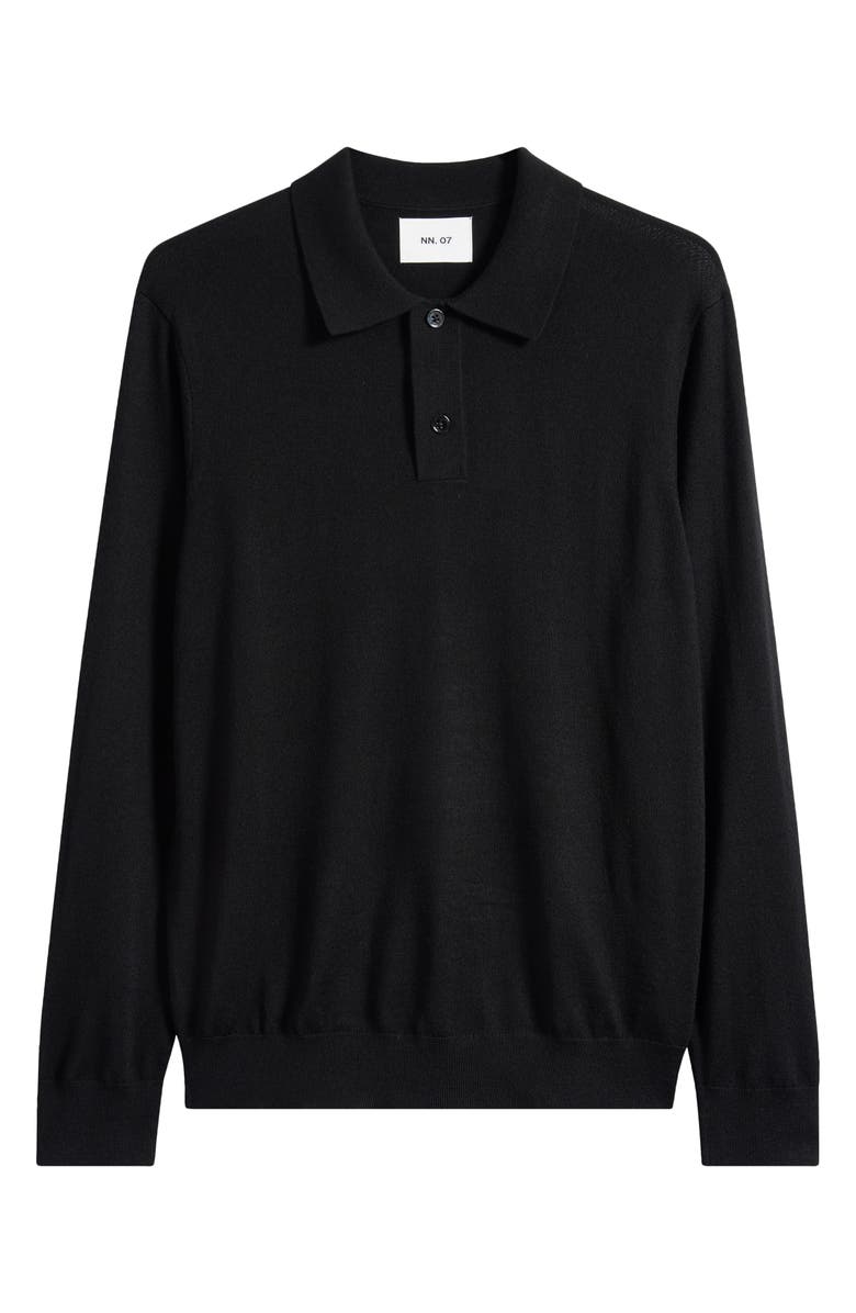NN07 Serge 6584 Long Sleeve Wool Blend Polo Sweater, Alternate, color, Black