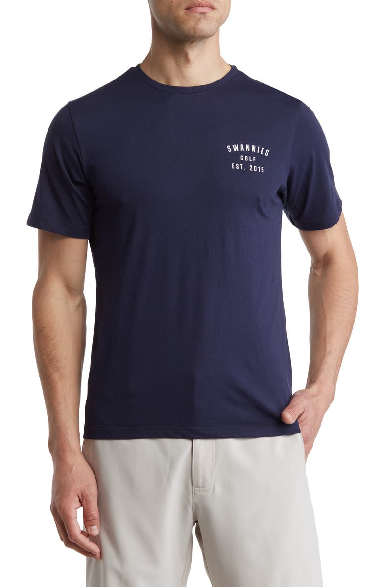 Swannies Celebrate Pars Golf T-Shirt, Main, color, Navy