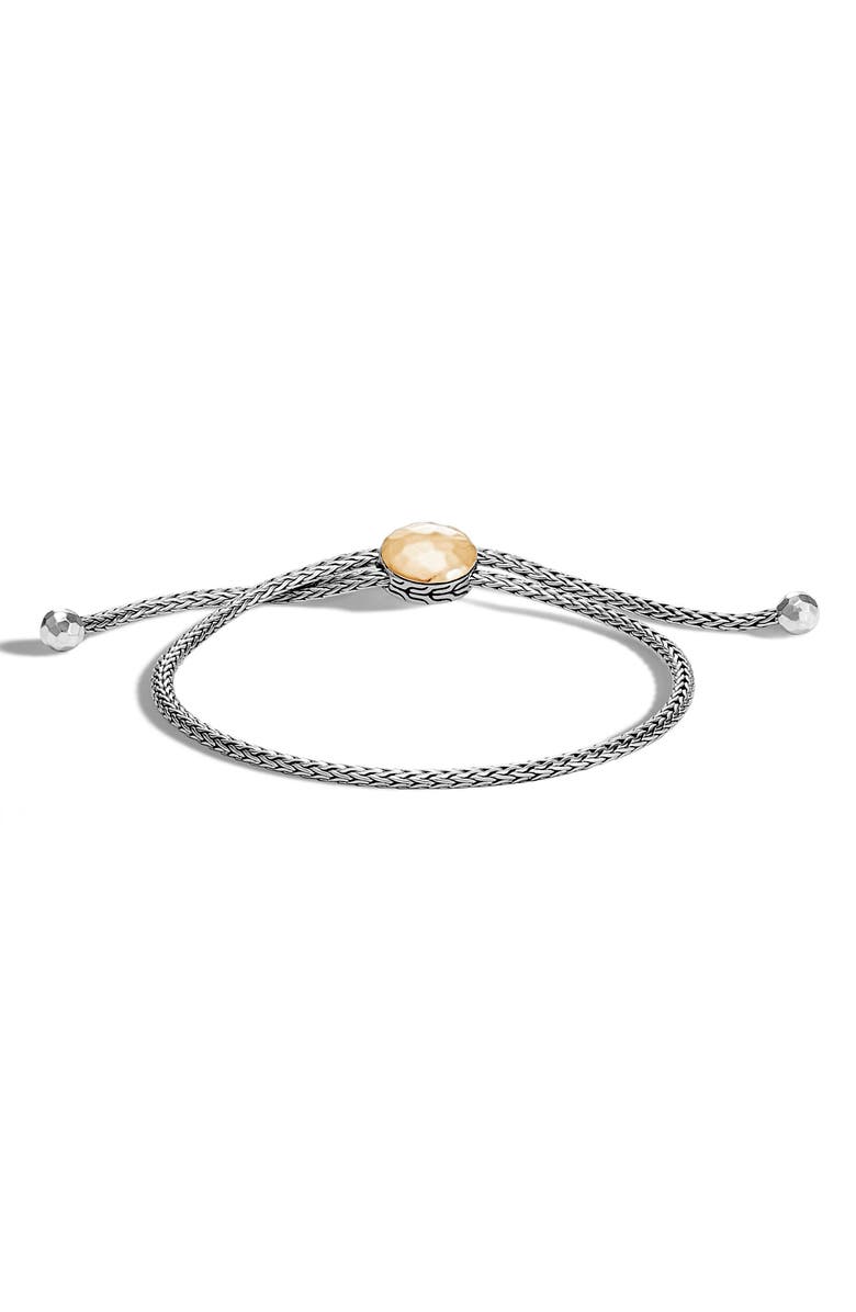 John Hardy Palu Sterling Silver & 18K Gold Adjustable Slide Bracelet, Alternate, color, Silver/ Gold