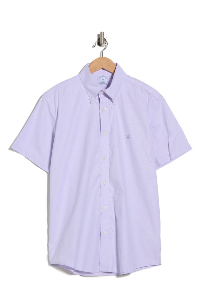 Regular Fit Non-Iron Stretch Oxford Short Sleeve Button-Down Shirt, Alternate, color, VIOLET TULIP SOLID