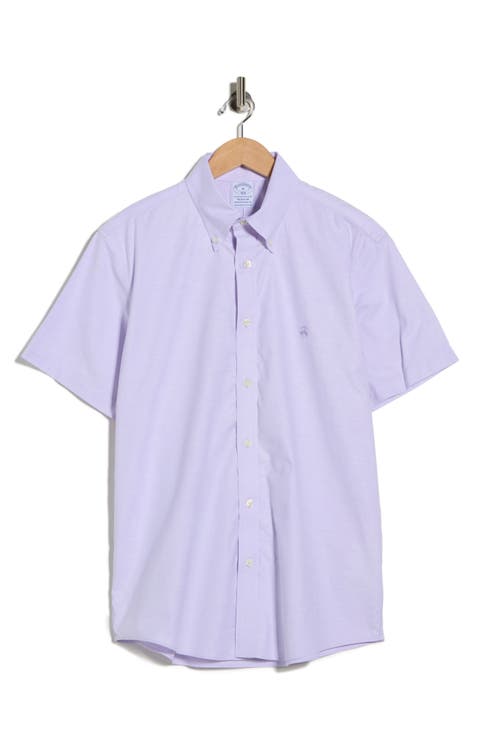 Regular Fit Non-Iron Stretch Oxford Short Sleeve Button-Down Shirt