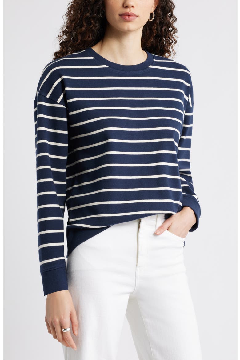Stripe Pullover Sweatshirt, Main, color, NAVY STILL IVORY GENTRY STRIPE