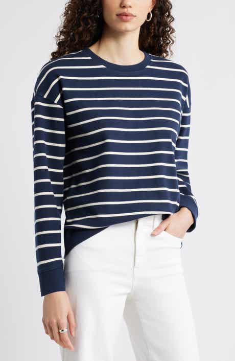Caslon® Stripe Pullover Sweatshirt