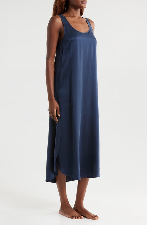 Lunya Tulip Bias Washable Silk Nightgown In Deep Blue