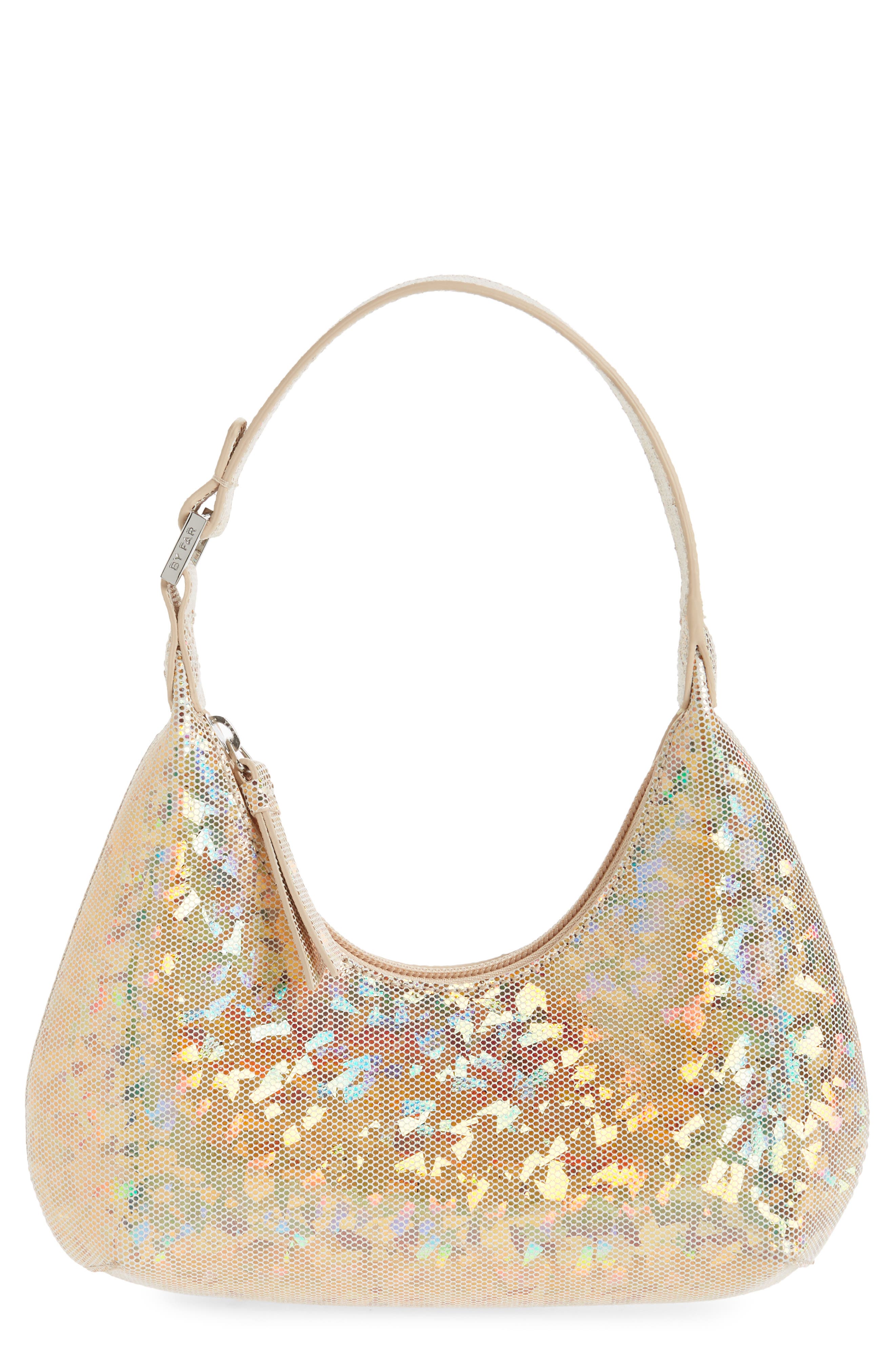 By Far Baby Amber Hologram Leather Shoulder Bag, Main, color, 